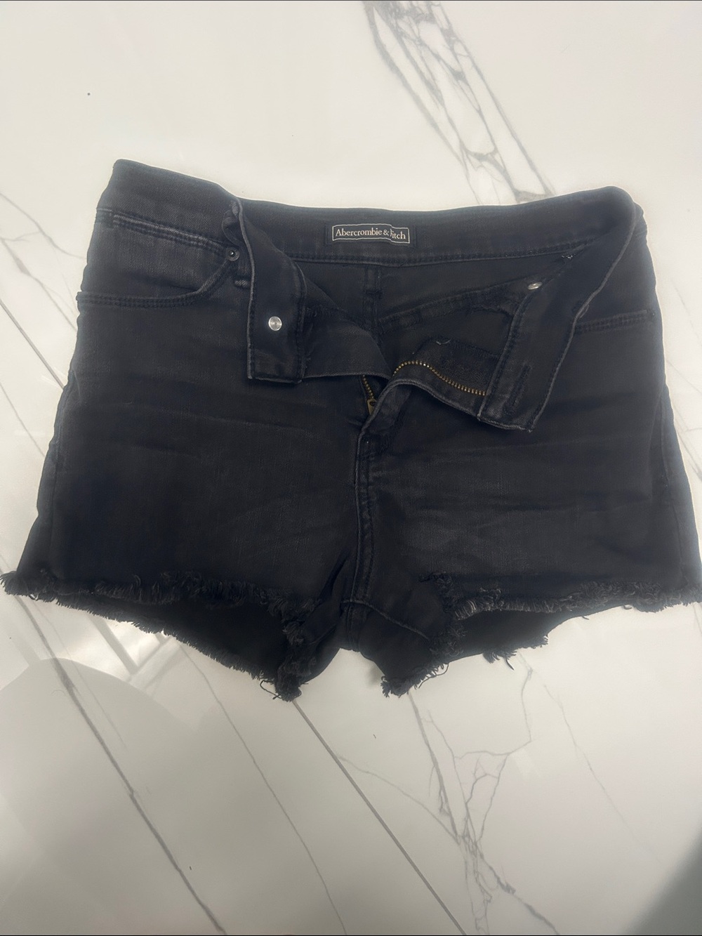 Abercrombie & Fitch Black Frayed Hem Denim Shorties